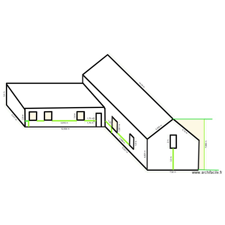 plan cote n1. Plan de 6 pièces et 53 m2