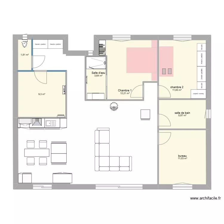 projet aménagement cuisine 3. Plan de 7 Pièces et 56 m² projet aménagement cuisine 3. Plan de 7 Pièces et 56 m²