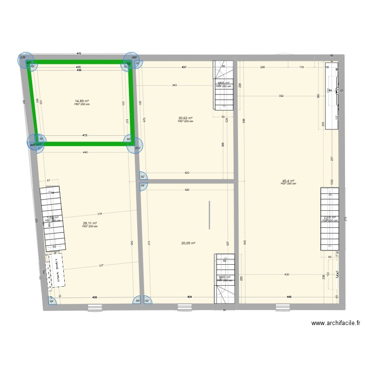 plan paquis Dimanche 2. Plan de 17 pièces et 428 m2