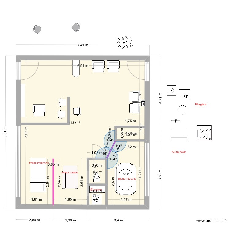 Ahava AUTONOME OPEN. Plan de 4 pièces et 54 m2