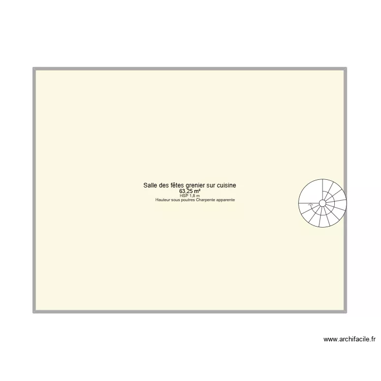 Salle des F&ecirc;tes grenier. Plan de 1  et 63 m²