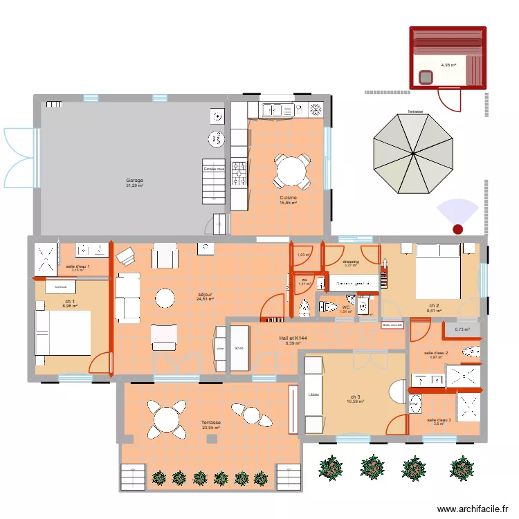 renovation Allemagne VF. Plan de 18  et 158 m²
