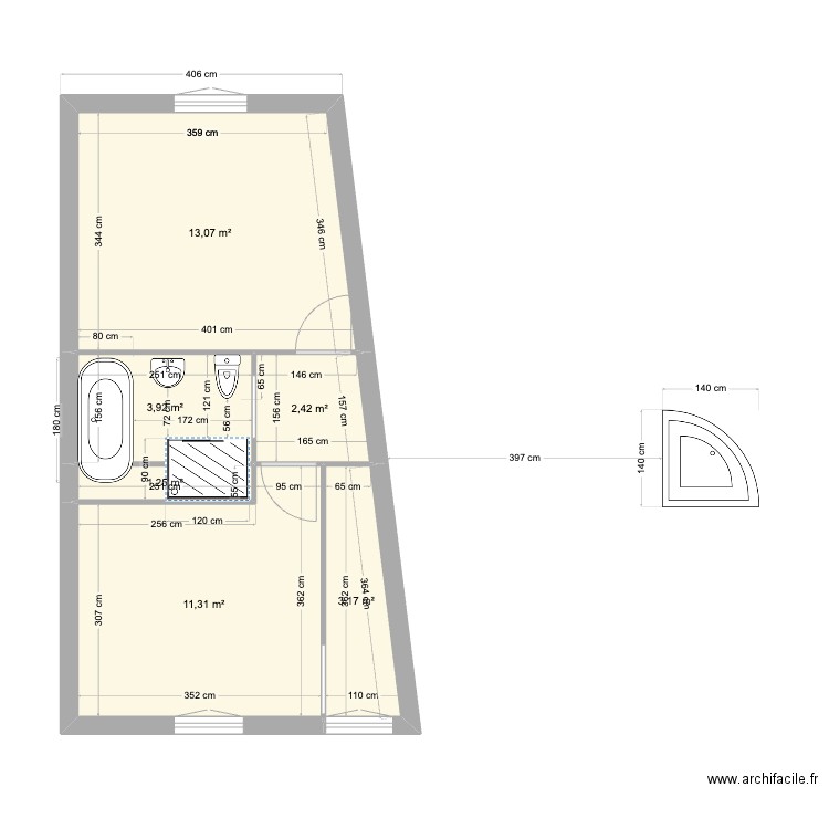 niveau 3 felletin vide 2. Plan de 6 pièces et 35 m2