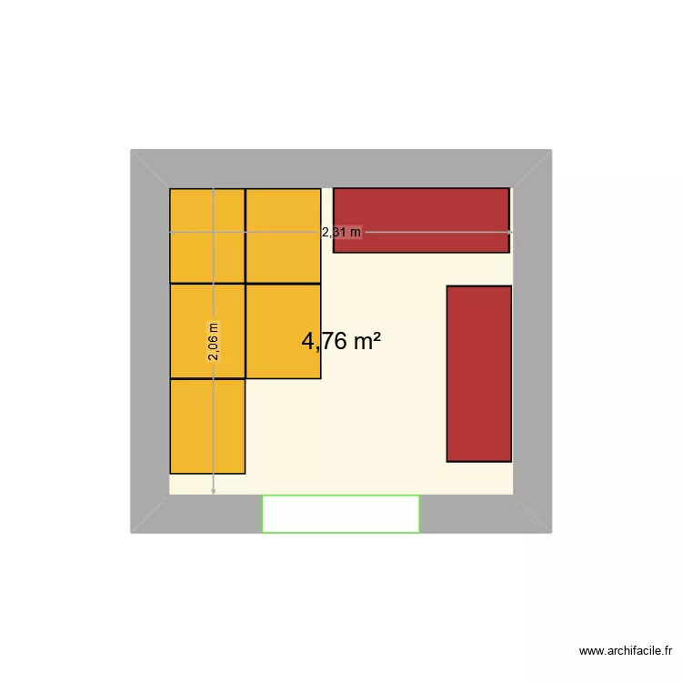 CABANON JARDIN. Plan de 1  et 5 m²