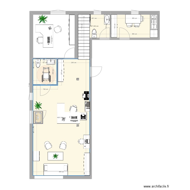 dépot. Plan de 3 pièces et 52 m2