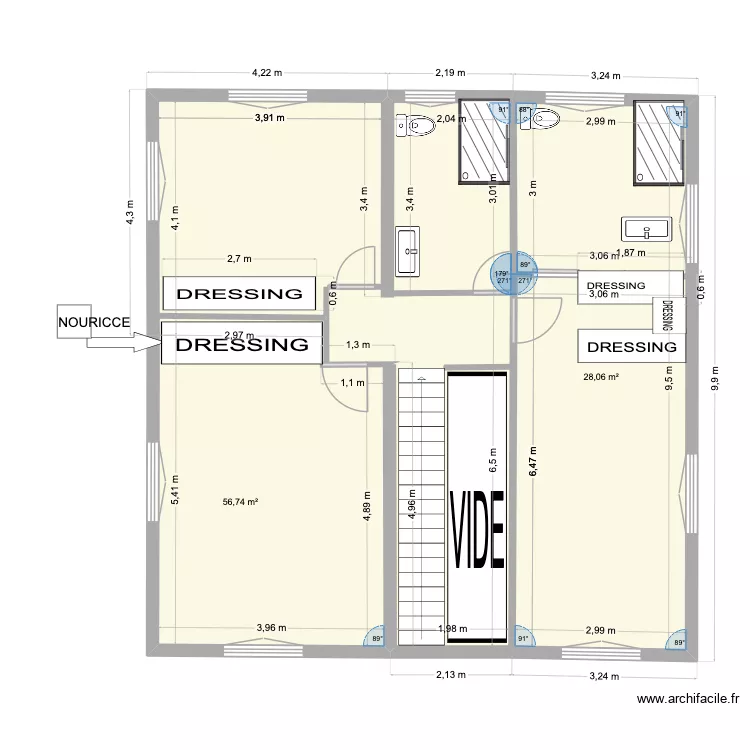 ETAGE LOT AVANT. Plan de 2 Pièces et 85 m² ETAGE LOT AVANT. Plan de 2 Pièces et 85 m²