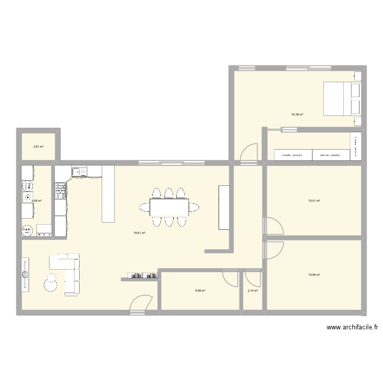PROJET MAISON. Plan de 8 pièces et 163 m2