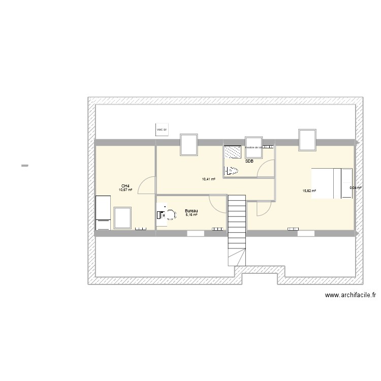 C.A Andriandrianja. Plan de 6 pièces et 45 m2