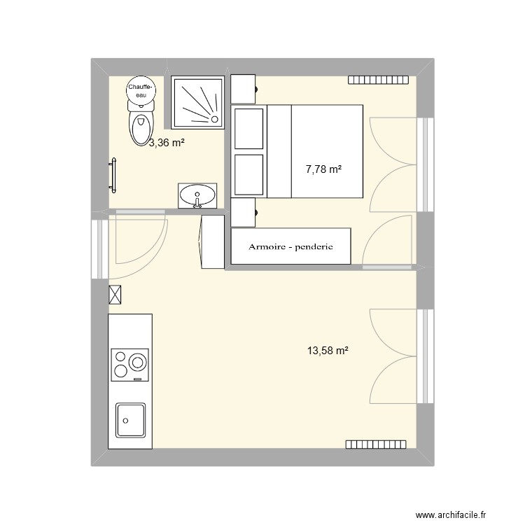 ROMAINVILLE. Plan de 3 pièces et 25 m2