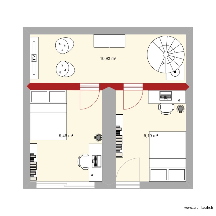 Rez-de-chaussée - Lot 2. Plan de 3 pièces et 30 m2