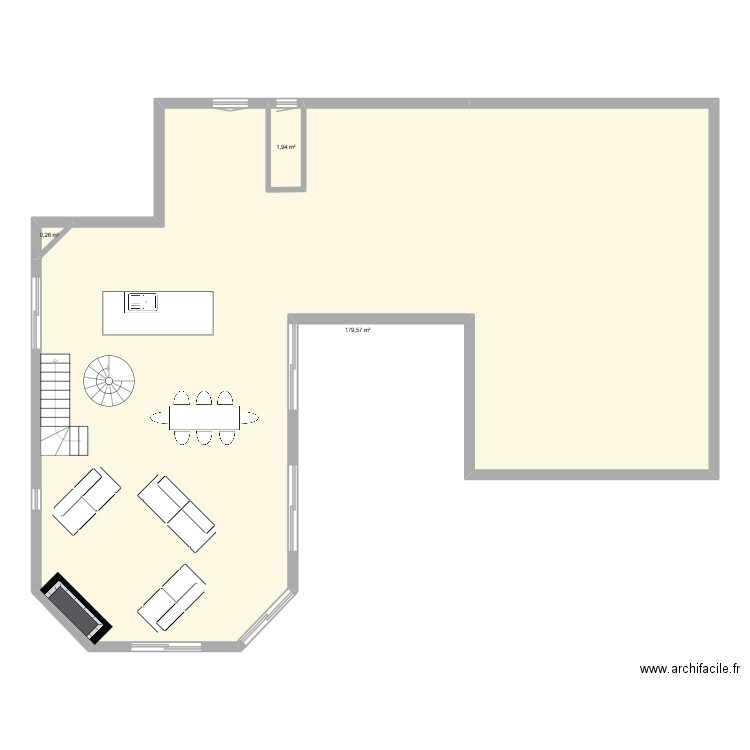 projet r+1. Plan de 3 pièces et 182 m2