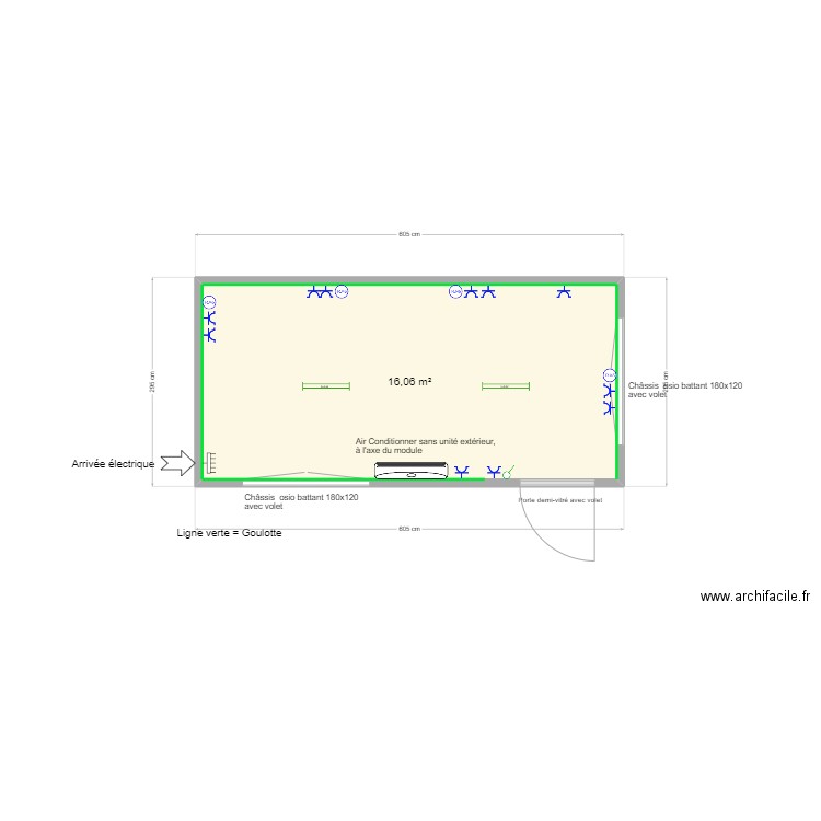 Crp les marronniers. Plan de 1 pièce et 16 m2