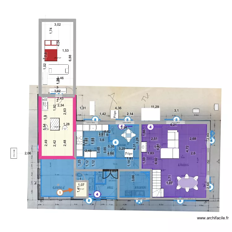 De panne Maison AVEC ANNEXE V13. Plan de 9 pièces et 42 m²