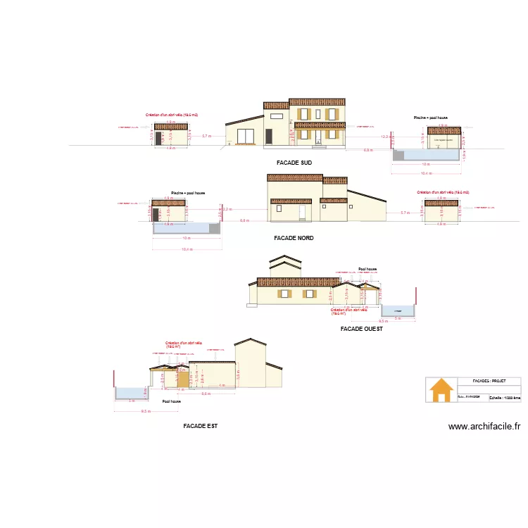DT : PLAN DE COUPE PROJET ABRI VELO. Plan de 