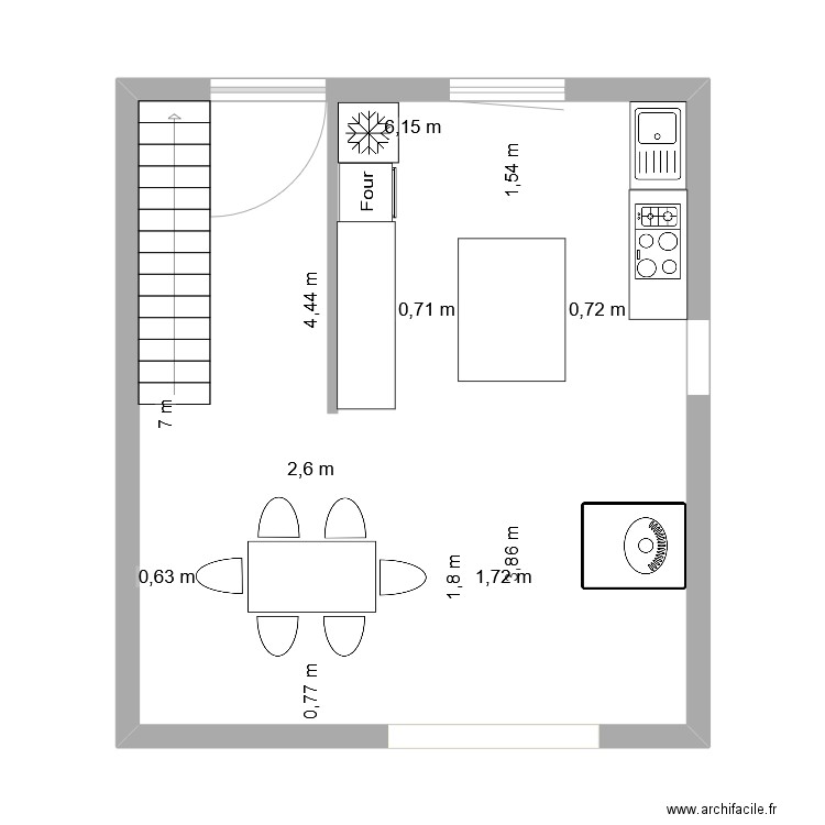 RdC Maison. Plan de 1 pièce et 43 m2