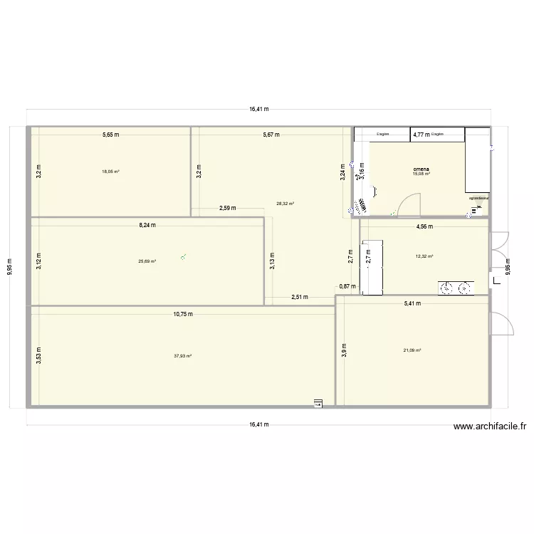Atelier int&eacute;rieur proposition 1. Plan de 