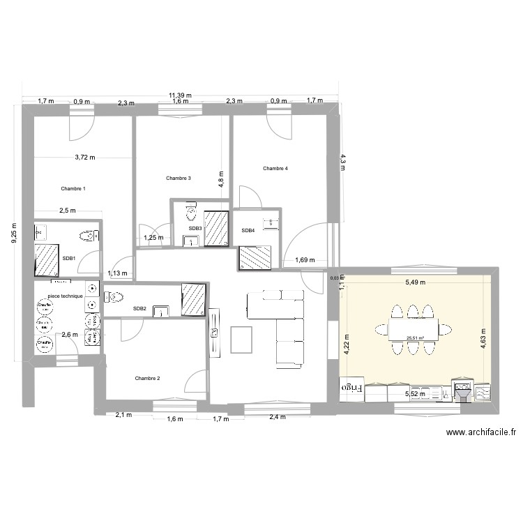 93 BP Rdc Plan de Base 1.2 jay. Plan de 2 pièces et 26 m2