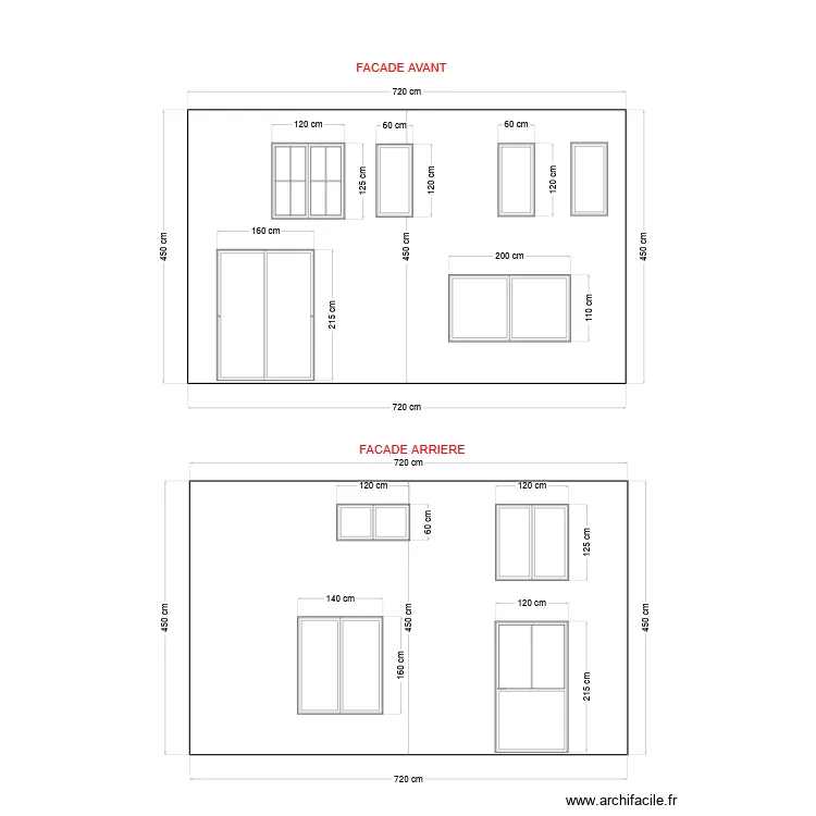 fa&ccedil;ades apr&egrave;s travaux. Plan de 