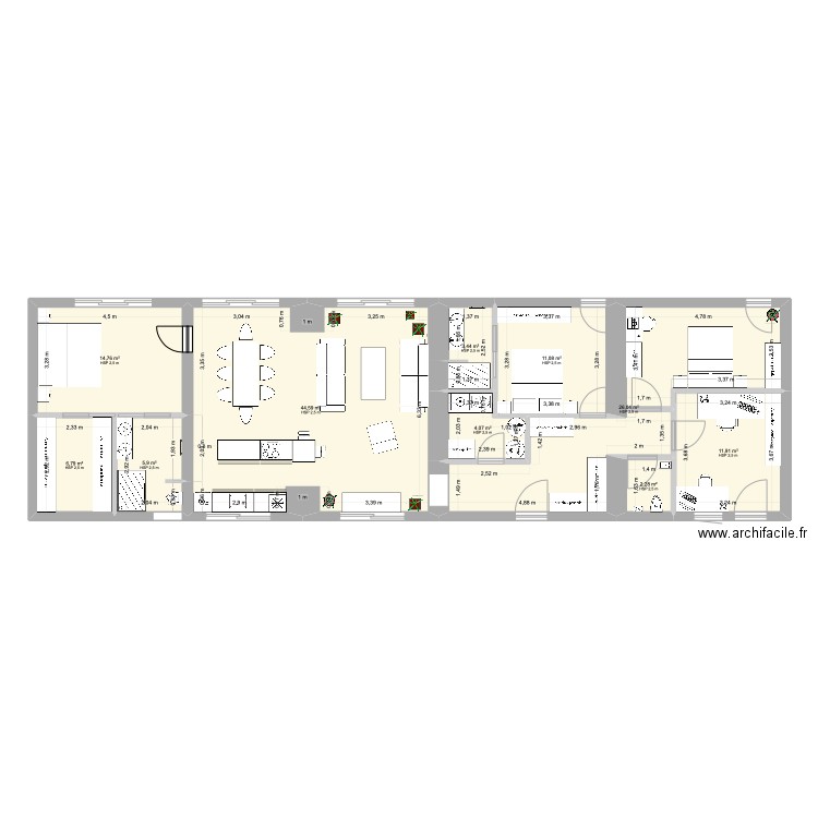 Vision Fanny et Romain 2. Plan de 10 pièces et 131 m2