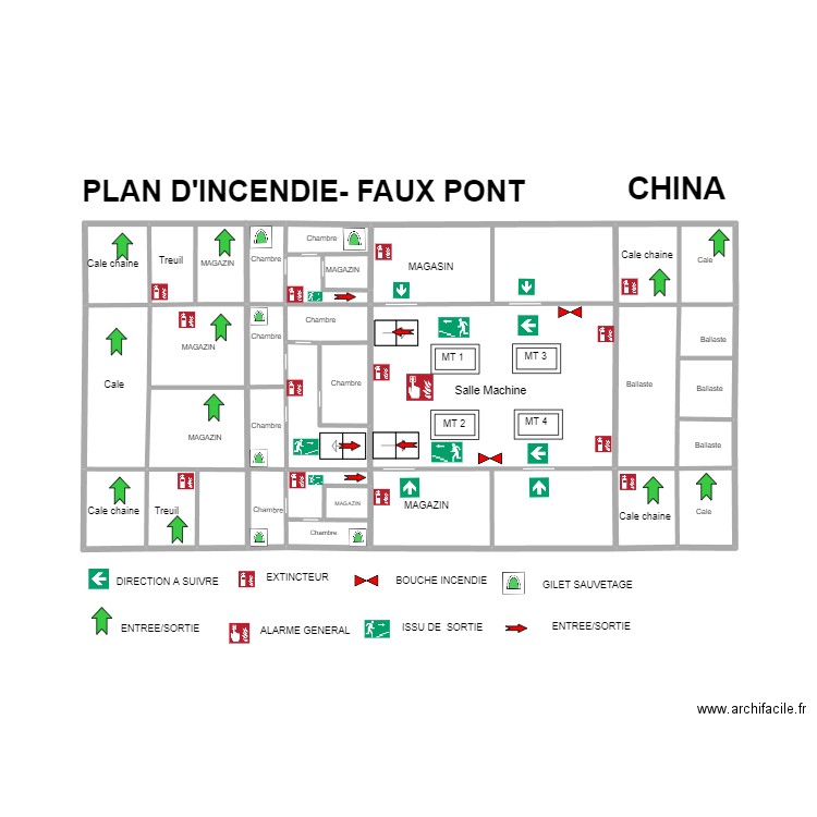 CHINA -1 GENERAL. Plan de 16 pièces et 26 m2