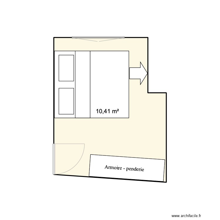 Bureau 2. Plan de 1 pièce et 10 m2