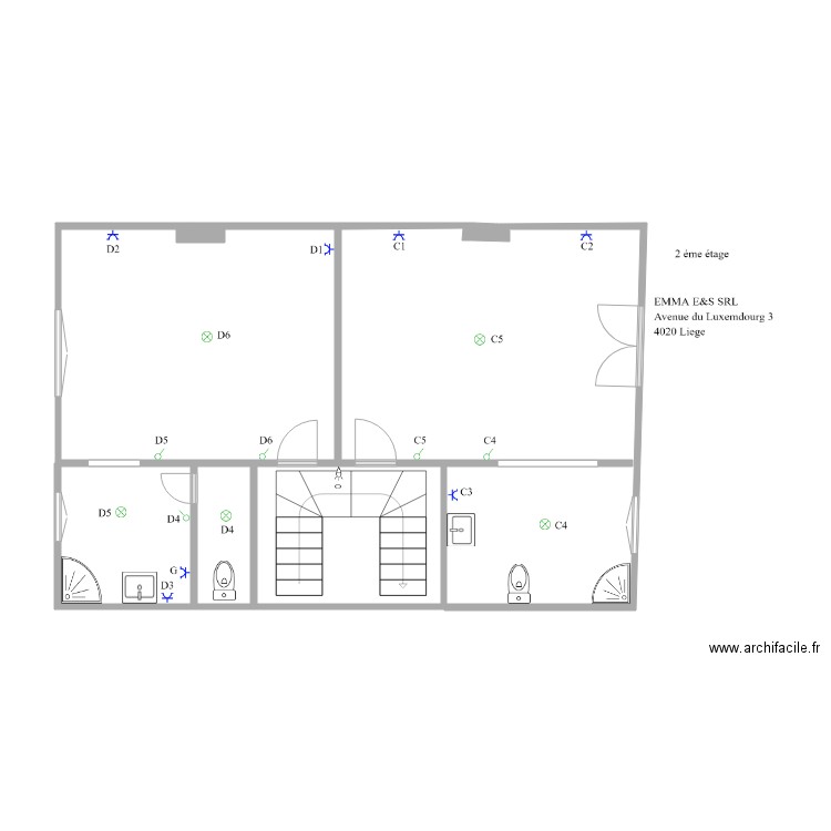 2étage 2. Plan de 5 pièces et 62 m2