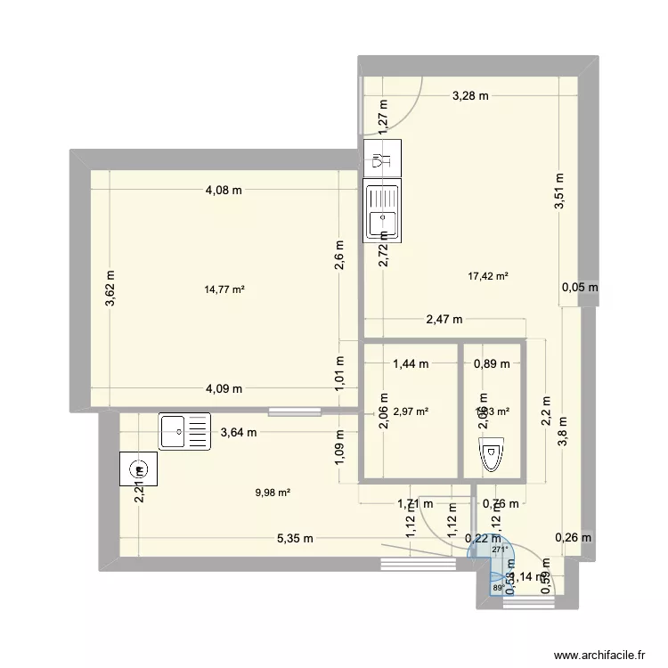 Maison. Plan de 5  et 47 m²