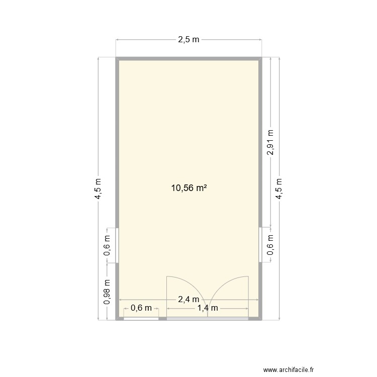 Plan de masse ancien abri. Plan de 1 pièce et 11 m2