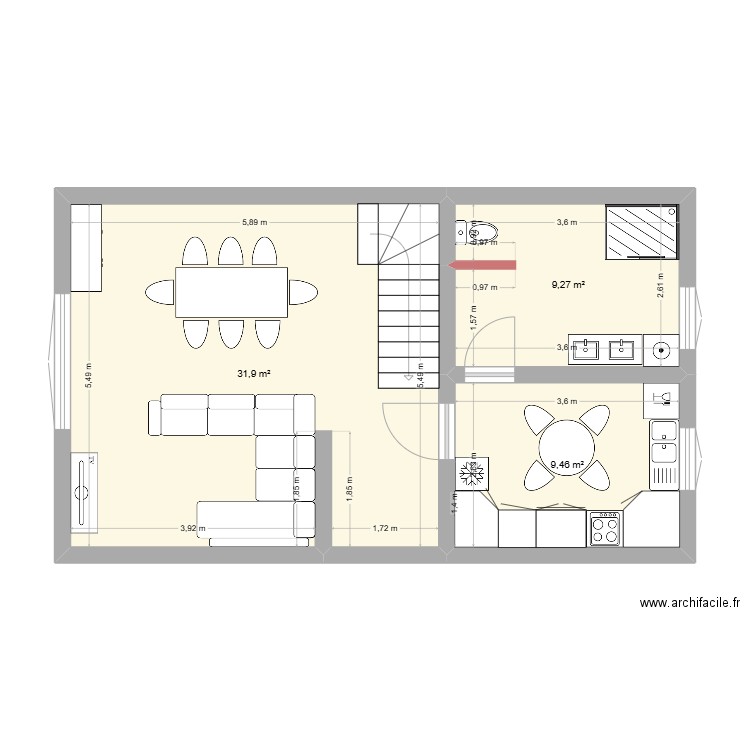 MAISON CAMUT 3. Plan de 7 pièces et 102 m2