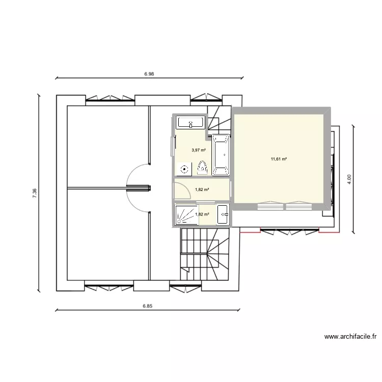 aydouneloulou. Plan de 4  et 19 m²