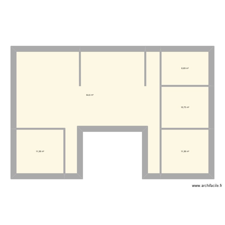 Plan 1. Plan de 5 pièces et 107 m2