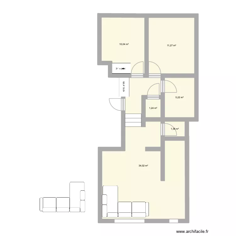 Appart 15. Plan de 6  et 63 m²