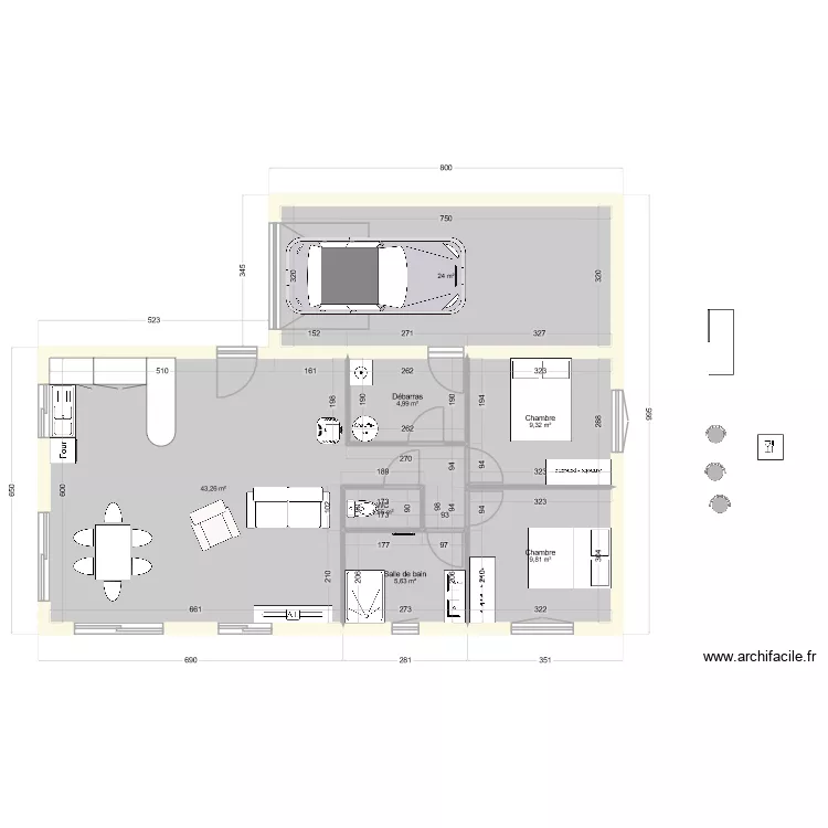 Plain_pied_d&eacute;cal&eacute;_1. Plan de 7 pièces et 99 m²