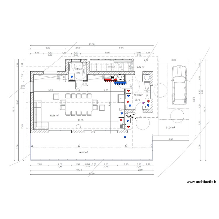 UH1 - RdC - Réseau eau. Plan de 0 pièce et 0 m2