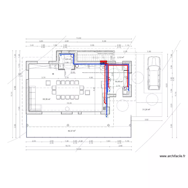 UH1 - RdC - R&eacute;seau eau. Plan de 