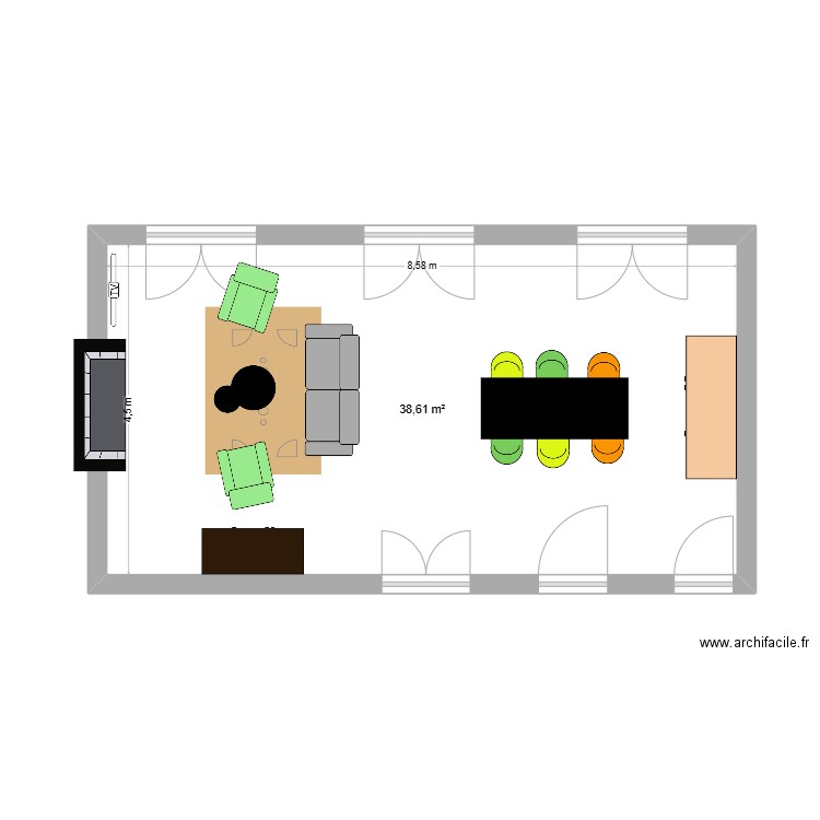 Salon La Palmyre. Plan de 1 pièce et 39 m2