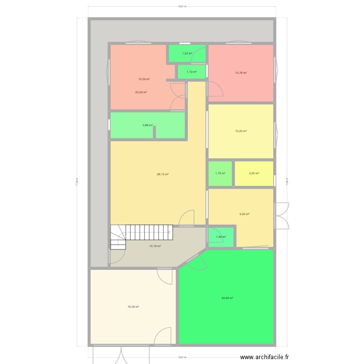 Plan Tvaoune 1. Plan de 15 pièces et 160 m2