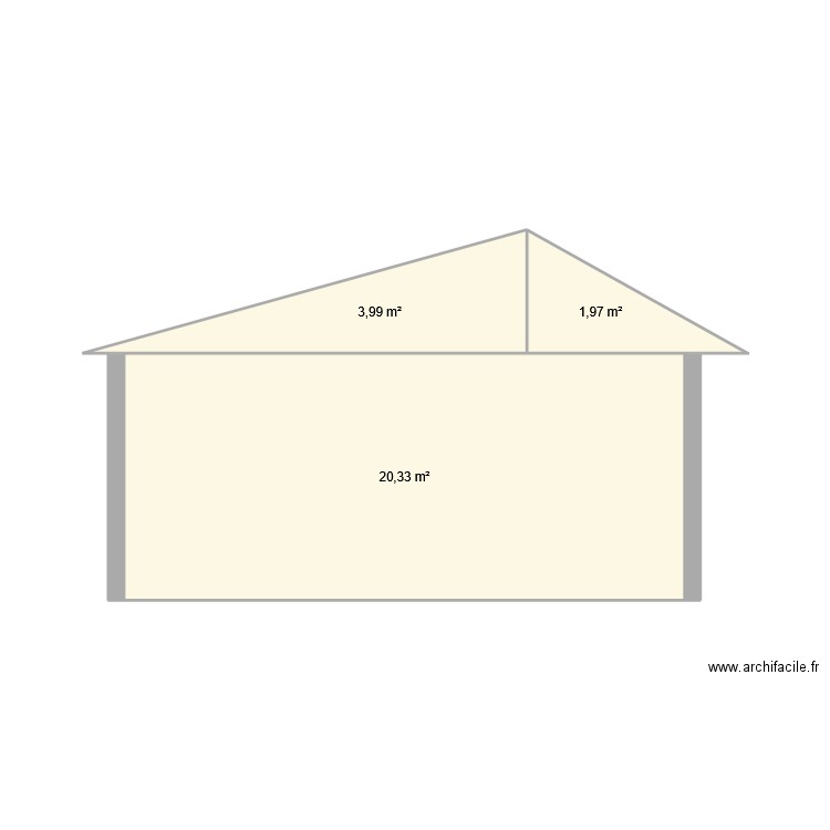bara. Plan de 3 pièces et 26 m2