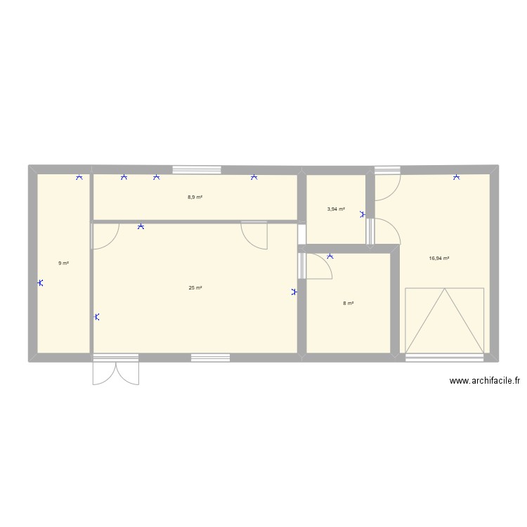 Maison de Liam 2. Plan de 6 pièces et 72 m2
