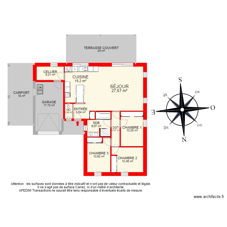 BI 17599 -. Plan de 14 pièces et 157 m2