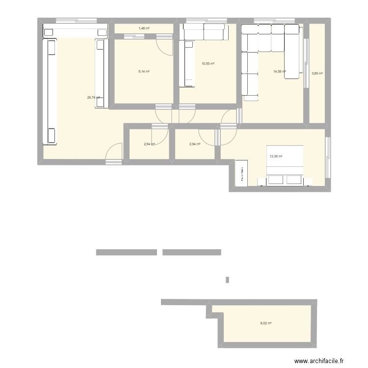 atlantis. Plan de 10 pièces et 94 m2