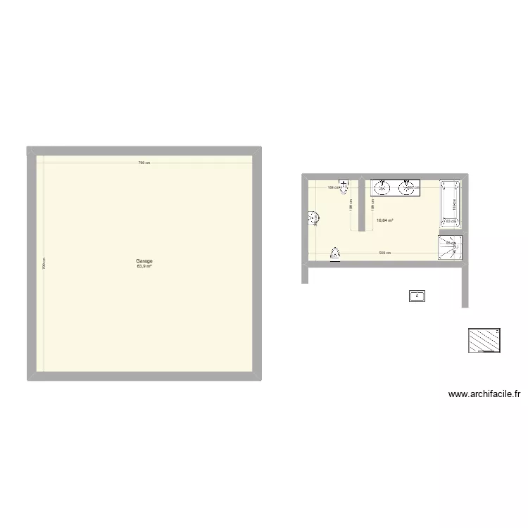 Vésy. Plan de 2 et 81 m² Vésy. Plan de 2 et 81 m²