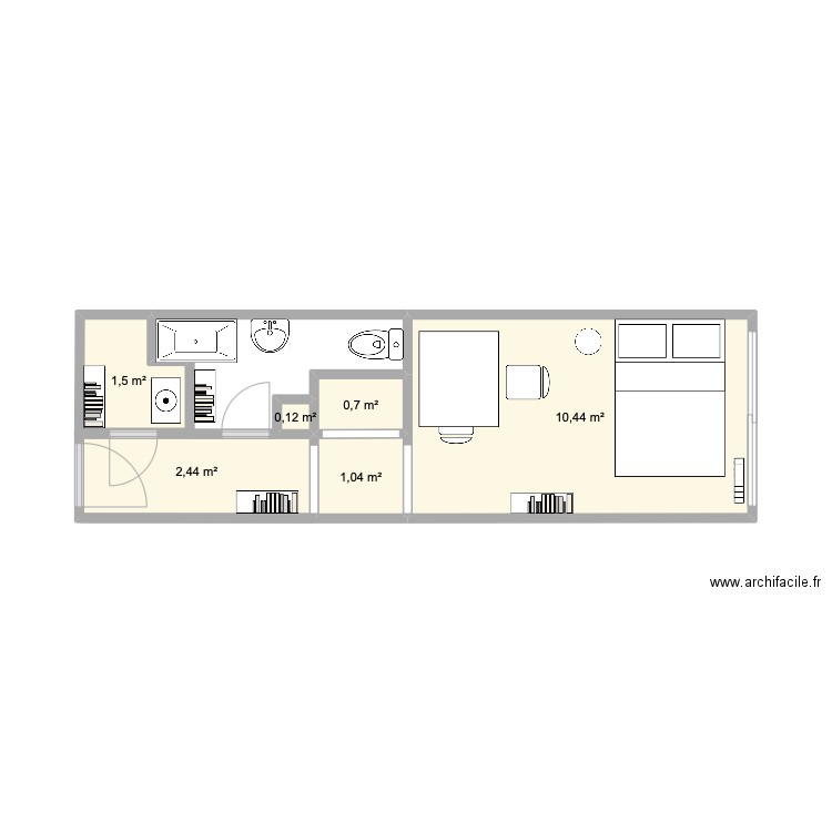 Paris - Martin. Plan de 6 pièces et 16 m2