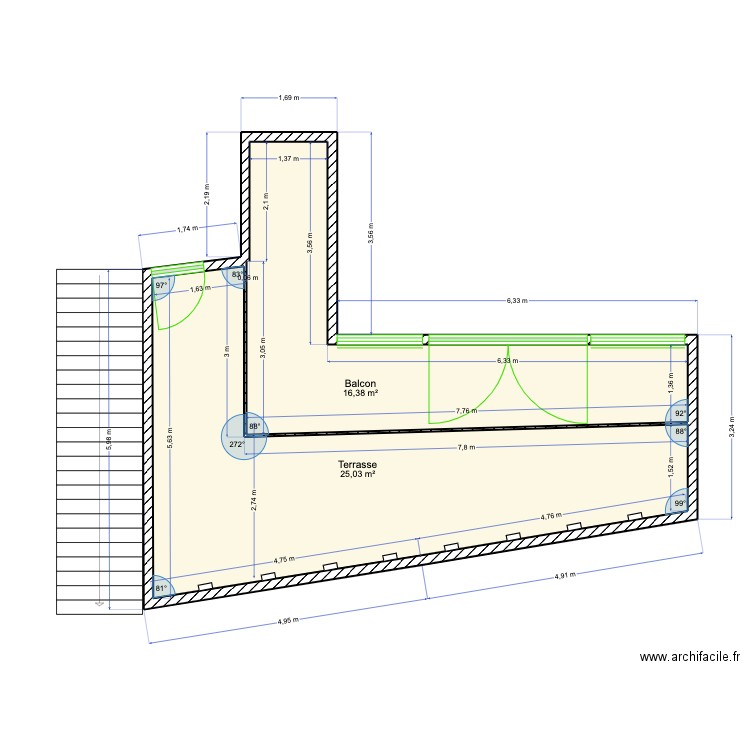 r. catalan pour isabelle . Plan de 2 pièces et 41 m2