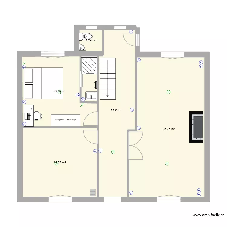 kerbescat rez de chauss&eacute;. Plan de 5  et 68 m²