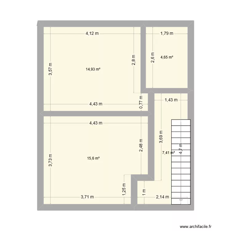 1EME ETAGE V1. Plan de 4 pièces et 43 m²