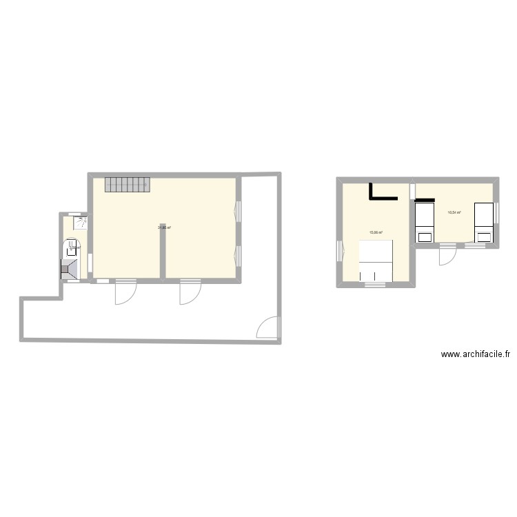 lova RDC. Plan de 4 pièces et 61 m2
