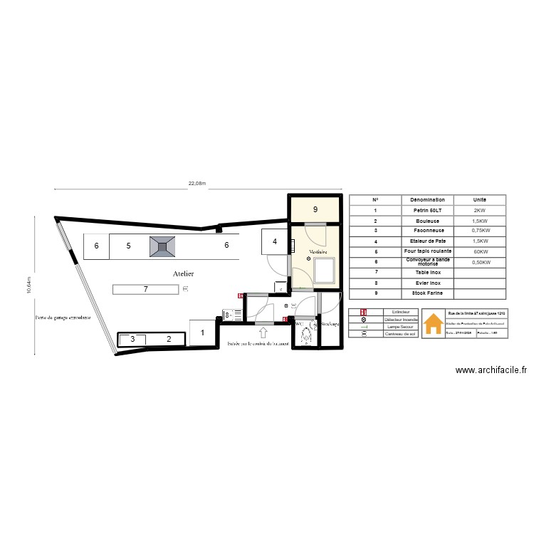 Atelier 2. Plan de 2 pièces et 6 m2