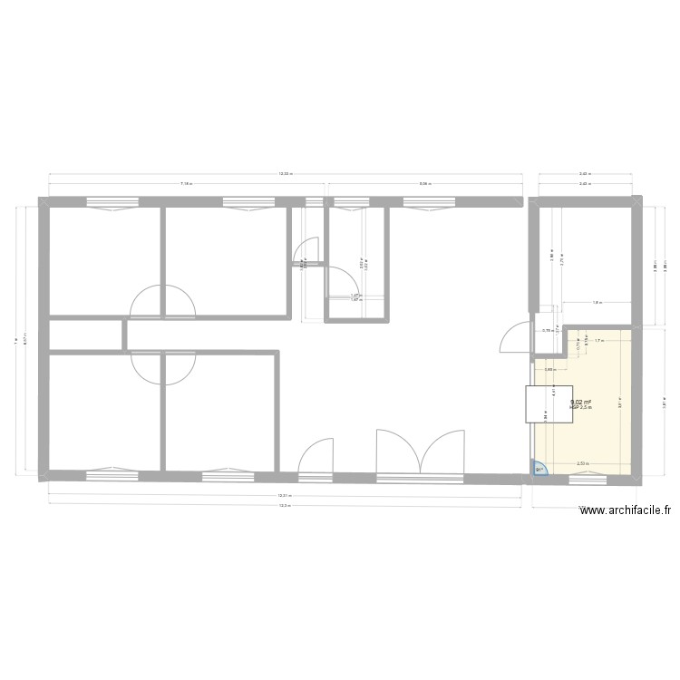 maison saint sylvain. Plan de 1 pièce et 9 m2