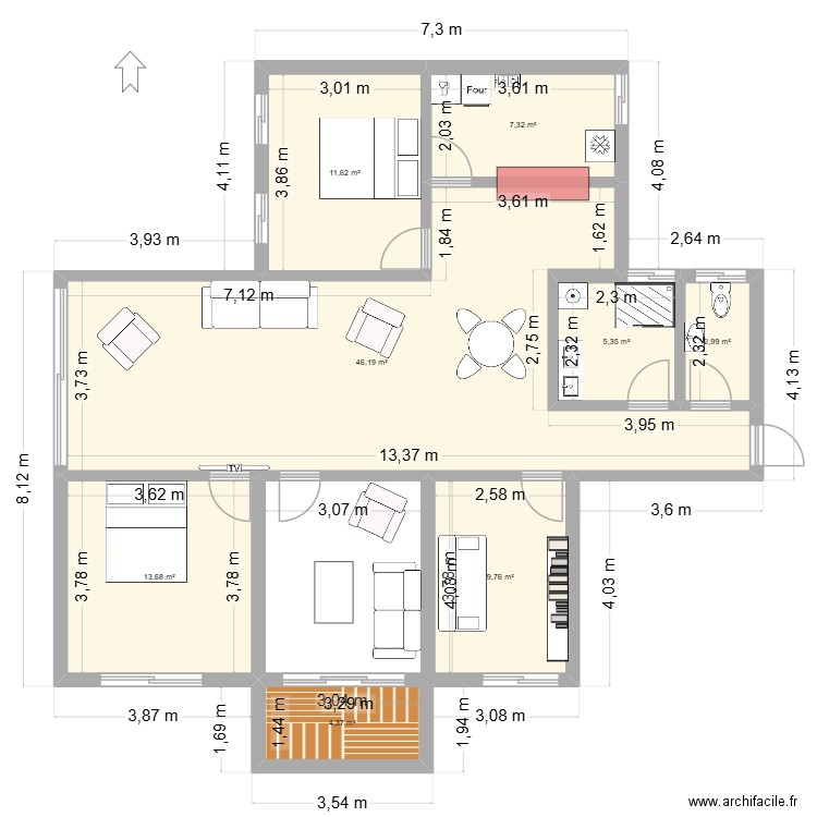 Huale Lu. Plan de 8 pièces et 101 m2